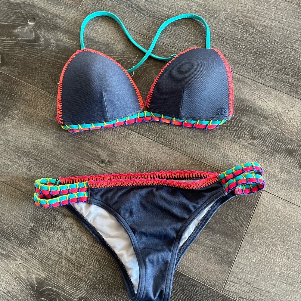 Billabong Navy Bikini with Colorful Trim